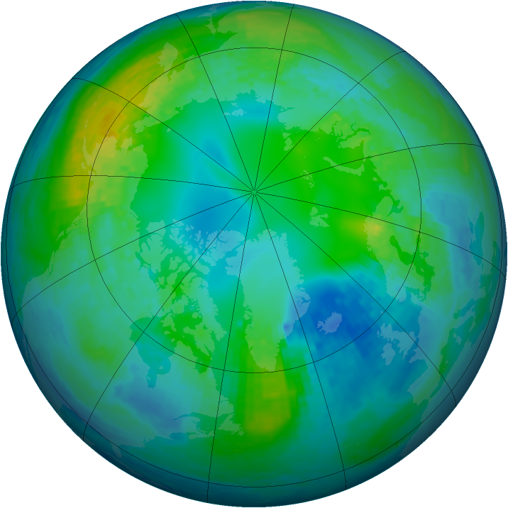 Arctic ozone map for 01 November 2001
